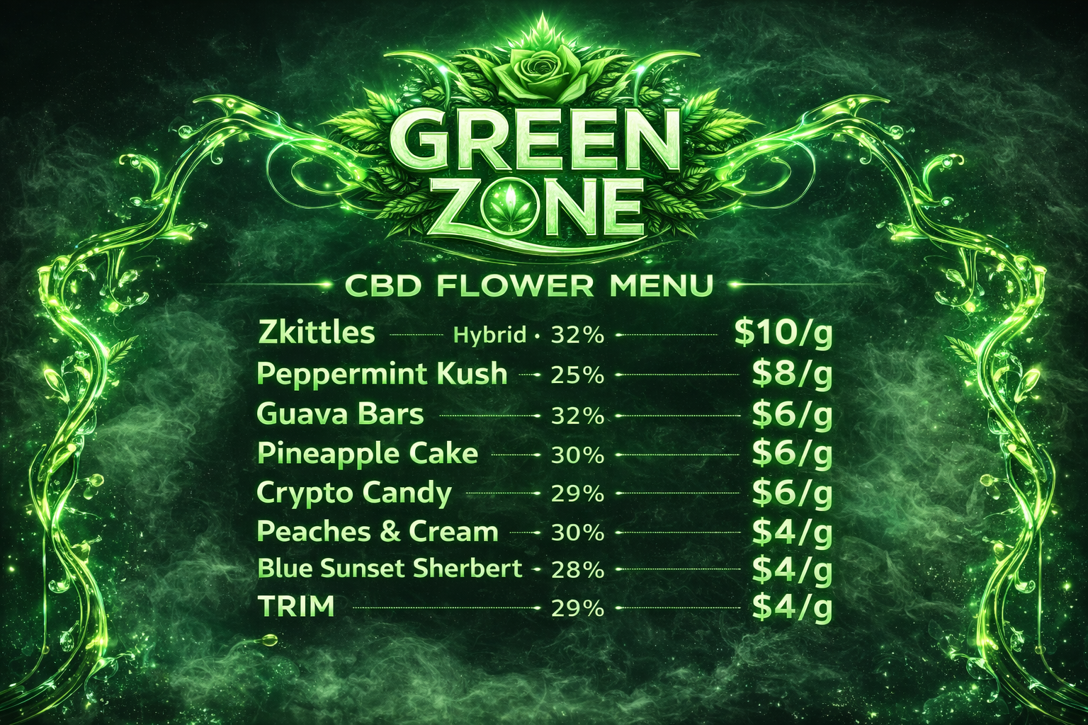 Green Zone menu